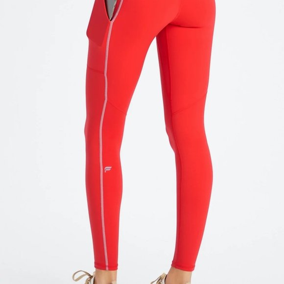 Fabletics Trinity Utility Phone Zipper Pocket Legging High Waist Red Gray XL NWT - Picture 6 of 8